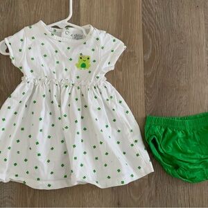 Child of Mine Girl's Size 6-9 Months White & Green St Patrick's Day  Dress Set